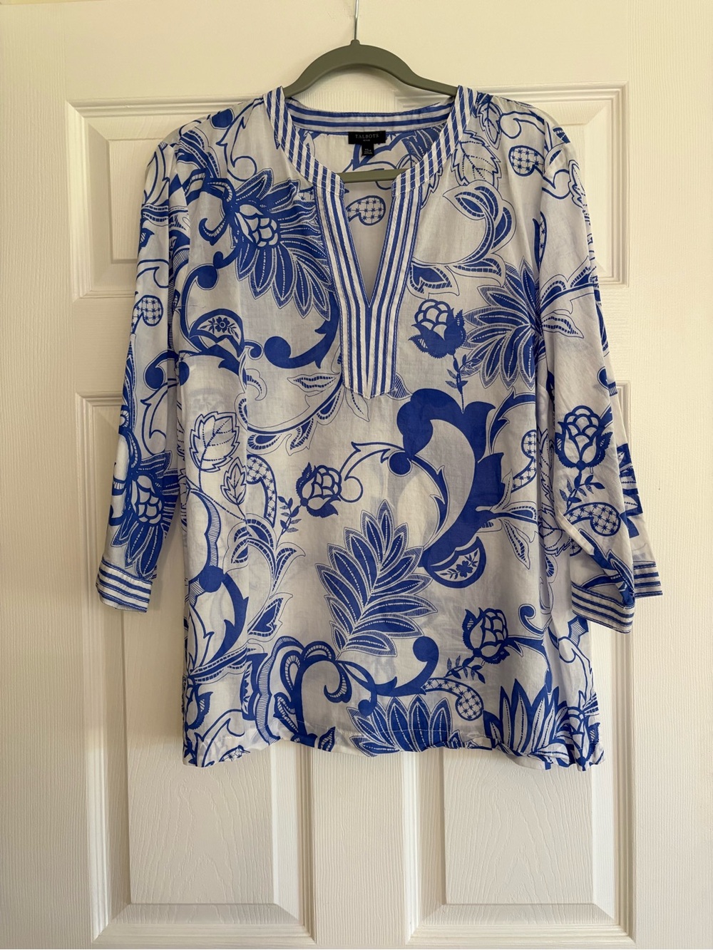 Talbots Tunic with a Bold Blue Floral Print